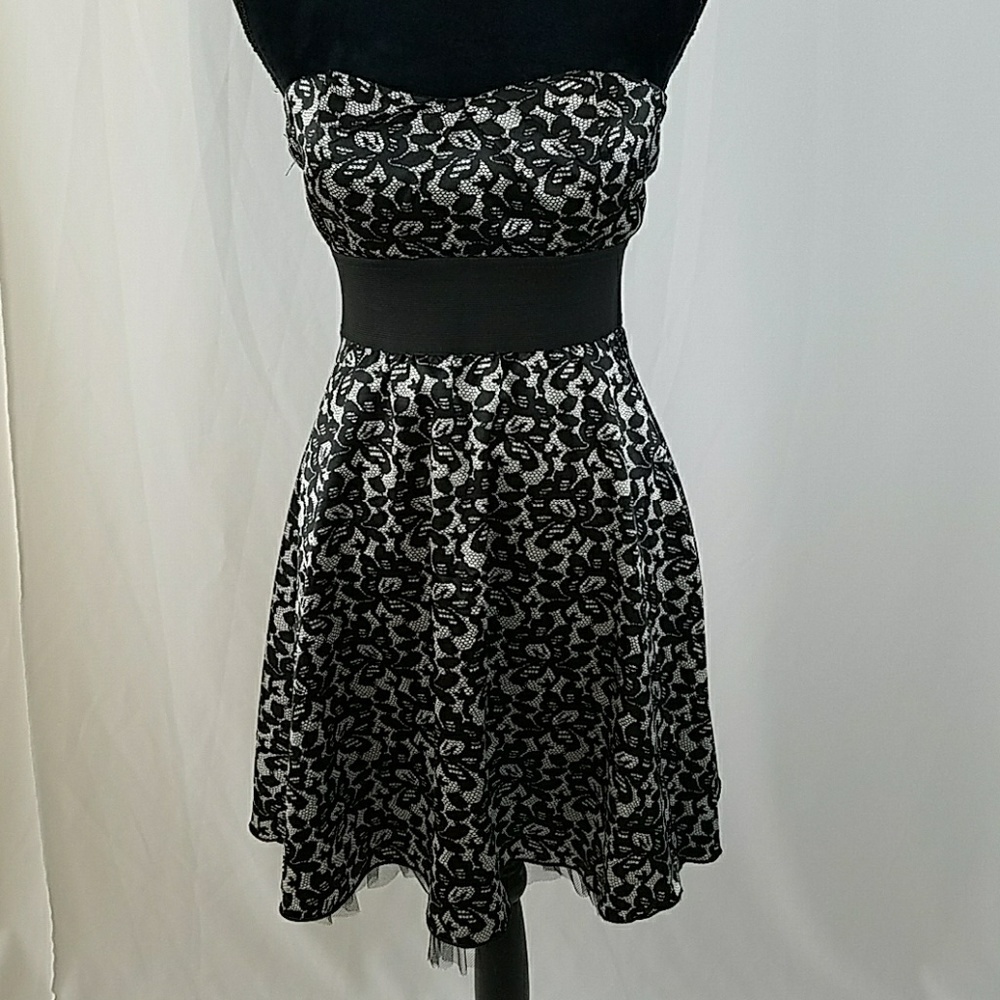 Ruby Rox women 3 strapless mini dress lace print dark Fairy whimsigoth Cocktail